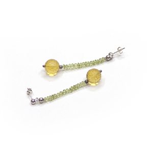 Σκουλαρίκια με citrin, peridot & ασήμι 925 - ημιπολύτιμες πέτρες, ασήμι 925, καρφάκι - 2