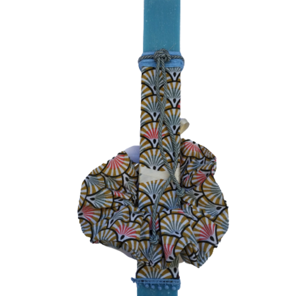 Λαμπάδα Πασχαλινή γυναικεία/εφηβική floral 30 εκατοστά πλακέ με scrunchie ΒΕΝΤΑΛΙΕΣ - κορίτσι, λαμπάδες, για ενήλικες, για εφήβους