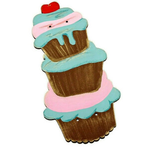 Πασχαλινή λαμπάδα cupcakes με ξύλινη πλάτη σε βεραμάν και ροζ - κορίτσι, λαμπάδες, για παιδιά, για εφήβους - 4