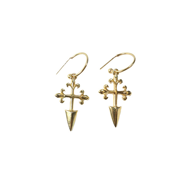 «Amen Gold» Boho χρυσά κρεμαστά σκουλαρίκια σταυρός! - επιχρυσωμένα, σταυρός, boho, κρεμαστά, zamak, φθηνά