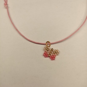 Χειροποίητο κολιέ με σχέδιο πεταλούδα ροζ με χάντρες Miyuki - charms, χάντρες, miyuki delica - 3