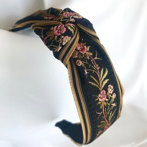 Στέκα Flower Knot - από κεντημένο ύφασμα με διακοσμητικό κόμπο - ύφασμα, headbands - 3