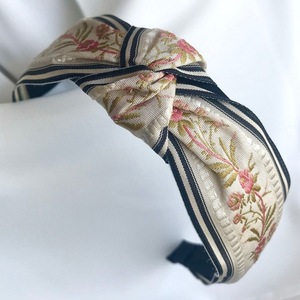 Στέκα Flower Knot - από κεντημένο ύφασμα με διακοσμητικό κόμπο - ύφασμα, headbands - 2