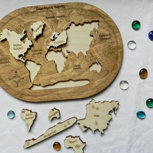 Ξύλινος παγκόσμιος χάρτης - ξύλινα παιχνίδια - 2