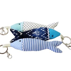 Μπρελόκ υφασμάτινο ψάρι μπλε - ύφασμα, ψάρι, δώρο, χειροποίητα, σπιτιού - 3