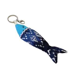Μπρελόκ υφασμάτινο ψάρι μπλε - ύφασμα, ψάρι, δώρο, χειροποίητα, σπιτιού - 2