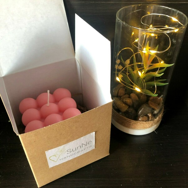 Bubble cube από κερί ελαιοκράμβης - χειροποίητα, αρωματικά κεριά, φυτικό κερί - 4