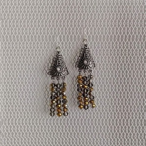"Isabela" - Κρεμαστά σκουλαρίκια με κρύσταλλα - ημιπολύτιμες πέτρες, κρύσταλλα, μακριά, κρεμαστά, γάντζος - 4