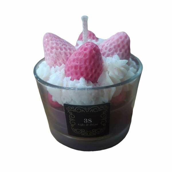'Strawberry candle' Κερί σόγιας 200ml - αρωματικά κεριά - 2