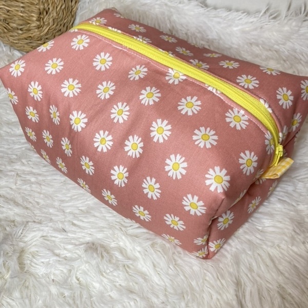 Νεσεσέρ / Pouch Bag "Pink Daisy'' XL (23x14x10) - ύφασμα, δώρα για γυναίκες, καλλυντικών, ταξιδίου - 2