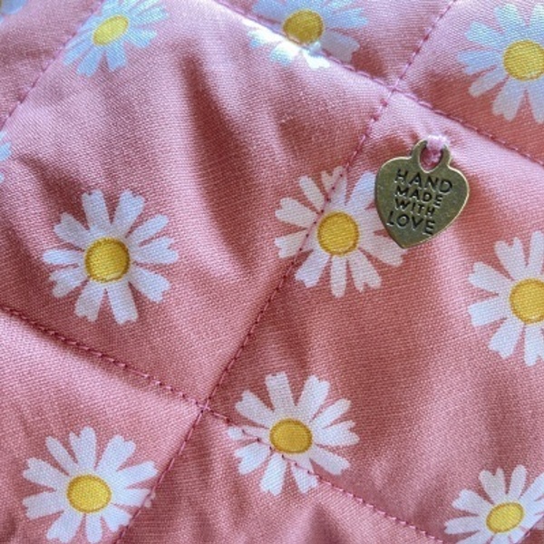 Νεσεσέρ / Pouch Bag "Pink Daisy'' XL (23x14x10) - ύφασμα, δώρα για γυναίκες, καλλυντικών, ταξιδίου - 3