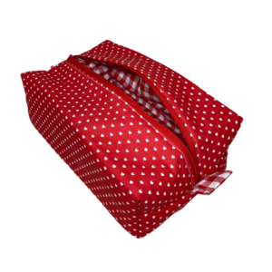 ΕΞΑΝΤΛΗΘΗΚΕ! Νεσεσέρ / Pouch Bag "Red Hearts'' XL (23x14x10) - ύφασμα, αξεσουάρ παραλίας, καλλυντικών, ταξιδίου
