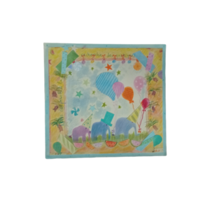 Παιδικός πίνακας σε ψηφιακή επιχρωματισμένη εκτύπωση, "Τρεις θαλασσί ελέφαντες στην ζούγκλα ". Διαστάσεις 30Χ30εκ. - αγόρι, party, ζωάκια, παιδικοί πίνακες - 2