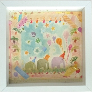 Παιδικός πίνακας σε ψηφιακή επιχρωματισμένη εκτύπωση, "Τρεις πράσινοι ελέφαντες στην ζούγκλα ". Διαστάσεις 30Χ30εκ. - αγόρι, party, ζωάκια, παιδικοί πίνακες