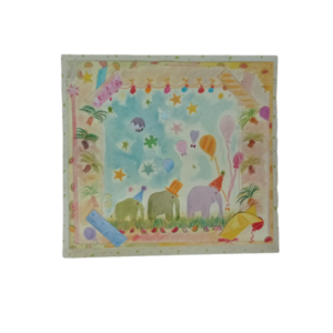 Παιδικός πίνακας σε ψηφιακή επιχρωματισμένη εκτύπωση, "Τρεις πράσινοι ελέφαντες στην ζούγκλα ". Διαστάσεις 30Χ30εκ. - αγόρι, party, ζωάκια, παιδικοί πίνακες - 2
