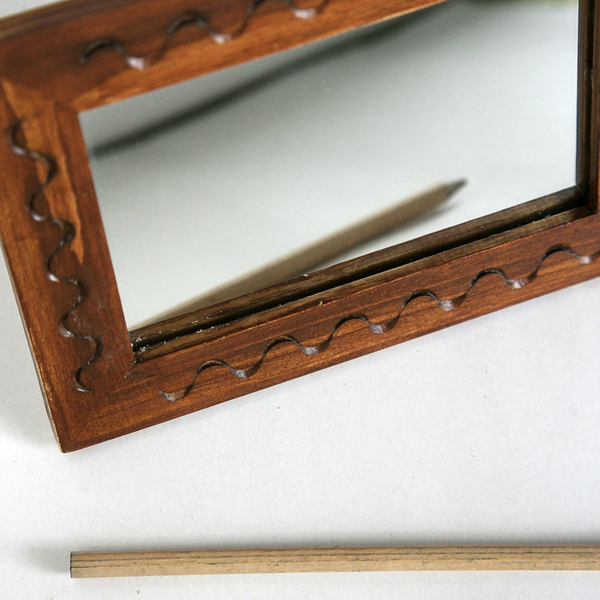 Ξυλόγλυπτος μικρός καθρέφτης επιτραπέζιος και κρεμαστός - ξύλο, ξύλινα διακοσμητικά τοίχου - 4