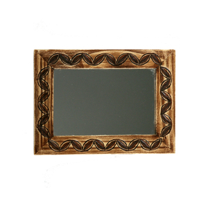 Σκαλιστός καθρέφτης από ξύλο "φύλλα" 18,5x13,5cm - ξύλινα διακοσμητικά τοίχου