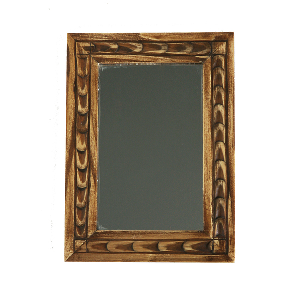 Χειροποίητος ξύλινος καθρέφτης με σκάλισμα 18,5x13,5cm - ξύλινο