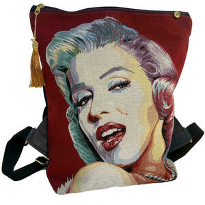 Tσάντα πλατης χειροποιητο backpack απο ύφασμα με μοτίβο τη Marilyn Monroe - ύφασμα, πλάτης, σακίδια πλάτης, μεγάλες, all day