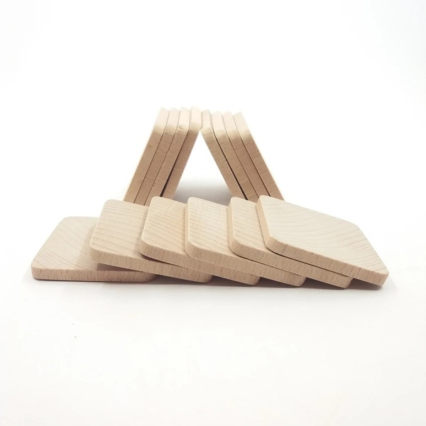Στρογγυλεμένα ξύλινα τετράγωνα, σετ 5 τεμαχίων - υλικά κατασκευών, γεωμετρικά σχέδια, ξύλο - 2
