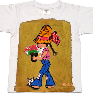 Ζωγραφισμένη στο χέρι παιδική μπλούζα Sarah Kay 3, 4 ετών t shirt κορίτσι - κορίτσι, παιδικά ρούχα