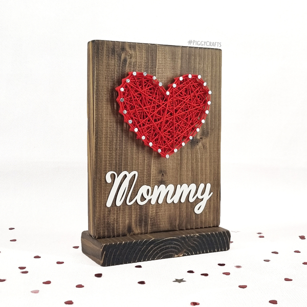 Ξύλινο δώρο για την γιορτή της μητέρας! 18x12cm - πίνακες & κάδρα, καρδιά, μαμά - 5