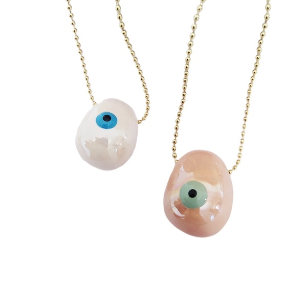 Ceramic oval eye σειρά pastels - επιχρυσωμένα, ορείχαλκος, κεραμικό, μάτι