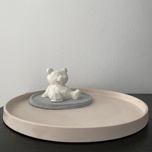 Στρογγυλός διακοσμητικός δίσκος από τσιμέντο Λευκό 30cm | Handmade Concrete Creations - δίσκος, τσιμέντο, πιατάκια & δίσκοι - 2