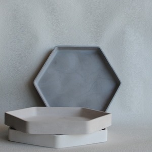 Εξάγωνος Διακοσμητικός Δίσκος από τσιμέντο Μπεζ 27cm | Concrete Decor - δίσκος, τσιμέντο, πιατάκια & δίσκοι - 3