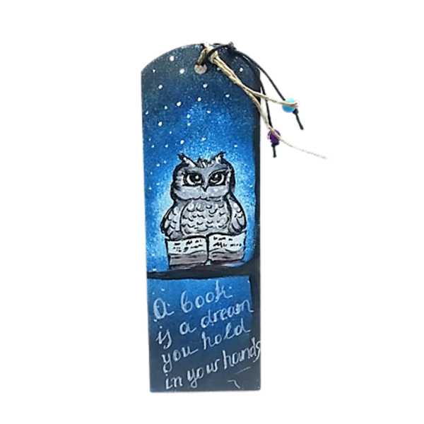 ΞΥΛΙΝΟΣ ΣΕΛΙΔΟΔΕΙΚΤΗΣ NIGHT OWL 15 EK - ζωγραφισμένα στο χέρι, κουκουβάγια, σελιδοδείκτες, δώρα για δασκάλες