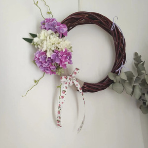 Χειροποίητο Ανοιξιάτικο στεφάνι με ορτανσιες 30cm - στεφάνια, χειροποίητα, ανοιξιάτικα λουλούδια - 3