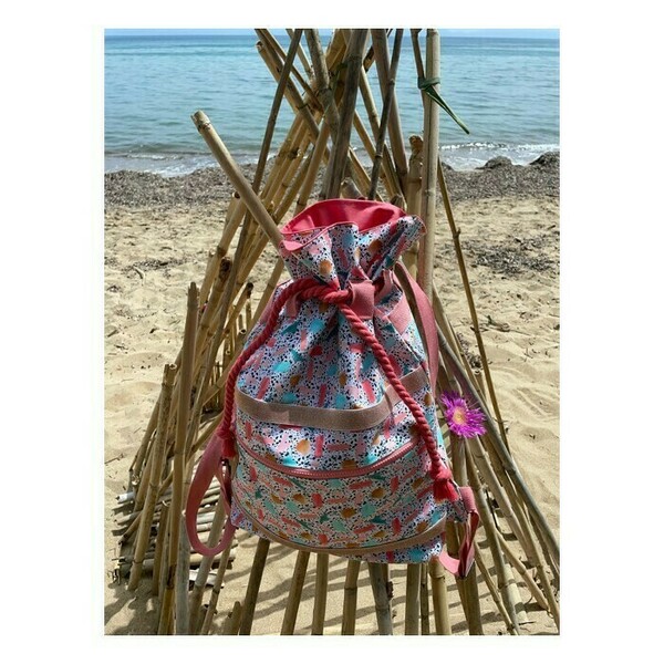 Backpack Παραλίας _ Dots - ύφασμα, πλάτης, μεγάλες, θαλάσσης - 5