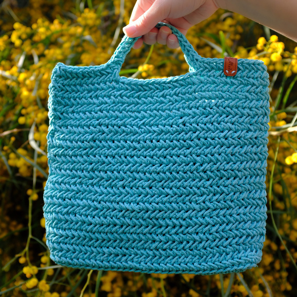 Πλεκτή καλοκαιρινή τσάντα σε 24 χρώματα - νήμα, χειρός, tote, πλεκτές τσάντες, μικρές - 4