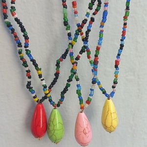 Boho κολιέ με χάντρες και χαολίτες σε διάφορα χρώματα - ημιπολύτιμες πέτρες, χαολίτης, χάντρες, μακριά, boho