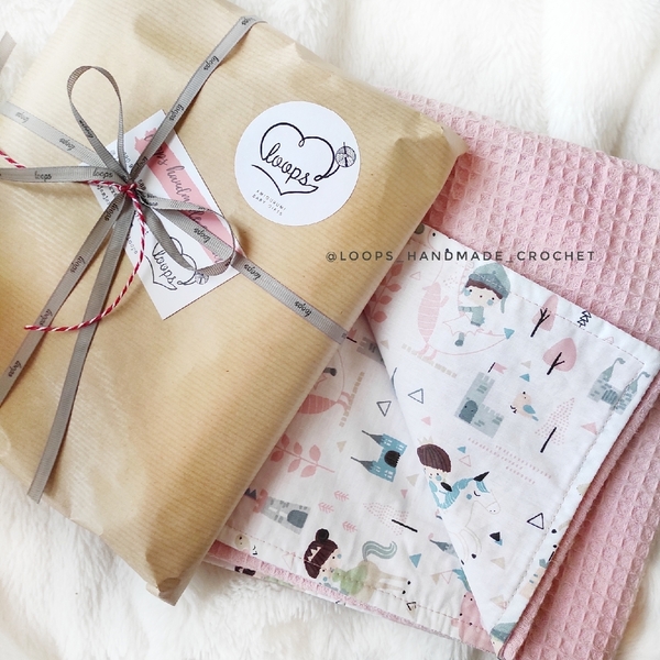 Κουβέρτα βρεφική πικέ δώρο για νεογέννητο κορίτσι ροζ 105*75 εκατοστά - κορίτσι, Black Friday, κουβέρτες - 3