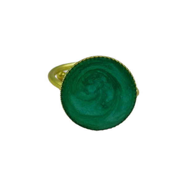 Χειροποίητο δαχτυλίδι από ορείχαλκο σε πράσινο ανοιχτό χρώμα - ορείχαλκος, γεωμετρικά σχέδια, αυξομειούμενα