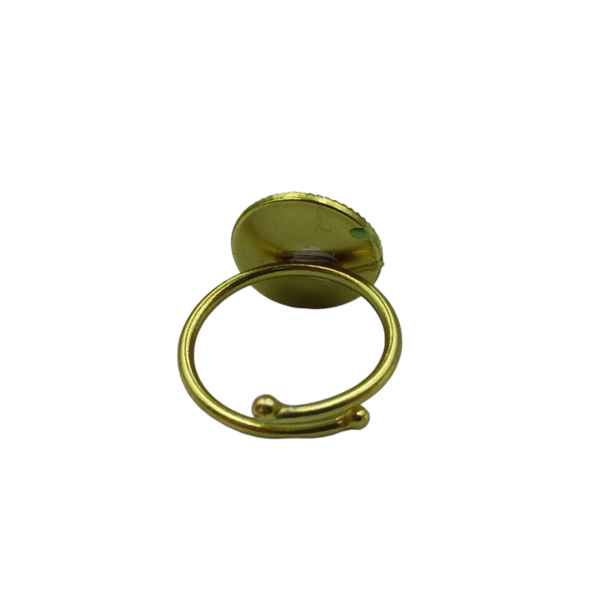 Χειροποίητο δαχτυλίδι από ορείχαλκο σε πράσινο ανοιχτό χρώμα - ορείχαλκος, γεωμετρικά σχέδια, αυξομειούμενα - 2