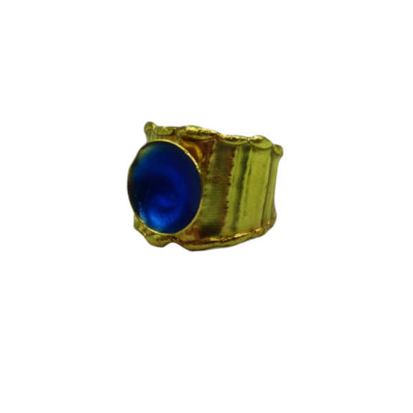 Χειροποίητο δαχτυλίδι από ορείχαλκο σε μπλε απόχρωση - ορείχαλκος, αυξομειούμενα - 2