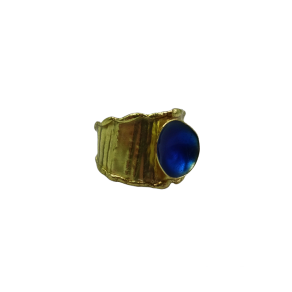 Χειροποίητο δαχτυλίδι από ορείχαλκο σε μπλε απόχρωση - ορείχαλκος, αυξομειούμενα - 3