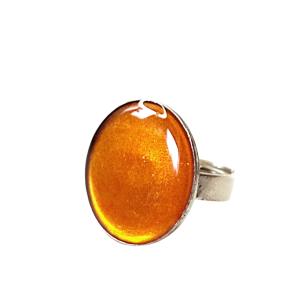 Δαχτυλίδι πορτοκαλί υγρό γυαλί - ορείχαλκος, γεωμετρικά σχέδια, επιροδιωμένα, αυξομειούμενα, φθηνά