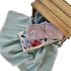 Πάνες αγκαλιάς από βαμβακερή μουσελίνα (3 τμχ) 0.65x.65cm-"Lacy Nappies" - κορίτσι, αγόρι, μουσελίνα, προίκα μωρού, σετ δώρου