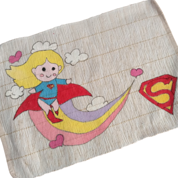 σουπλά φαγητού ' supergirl ' για κορίτσια - ζωγραφισμένα στο χέρι, όνομα - μονόγραμμα, personalised, σουπλά