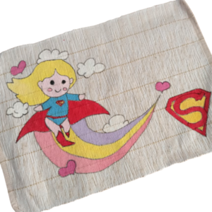 σουπλά φαγητού με όνομα παιδιού ζωγραφισμένο στο χέρι supergirl ( σούπερ ηρωλιδα ) - σουπλά, όνομα - μονόγραμμα, ζωγραφισμένα στο χέρι, personalised