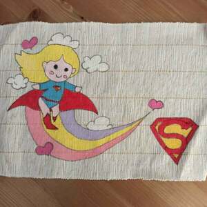 σουπλά φαγητού ' supergirl ' για κορίτσια - ζωγραφισμένα στο χέρι, όνομα - μονόγραμμα, personalised, σουπλά - 3