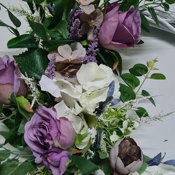 Χειροποίητο στεφανι 35 εκ, με ορτανσια και τριαντάφυλλα - στεφάνια, λουλούδια, για ενήλικες - 2