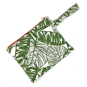 Pouch Leaves medium 27.5x22cm - ύφασμα, καλλυντικών, ταξιδίου, μικρές, φθηνές