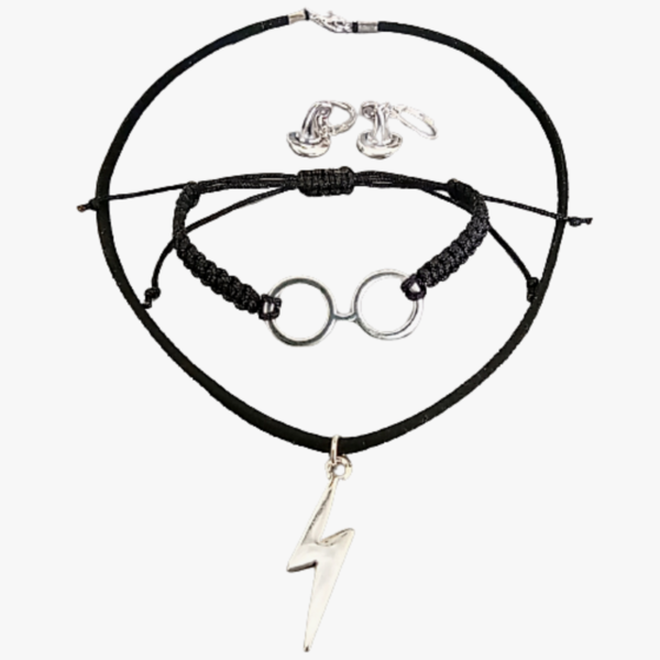 Βραχιόλι Χάρι Πότερ (Harry Potter) με τα γυαλιά του Χάρι - επάργυρα, μακραμέ, κοσμήματα, χεριού