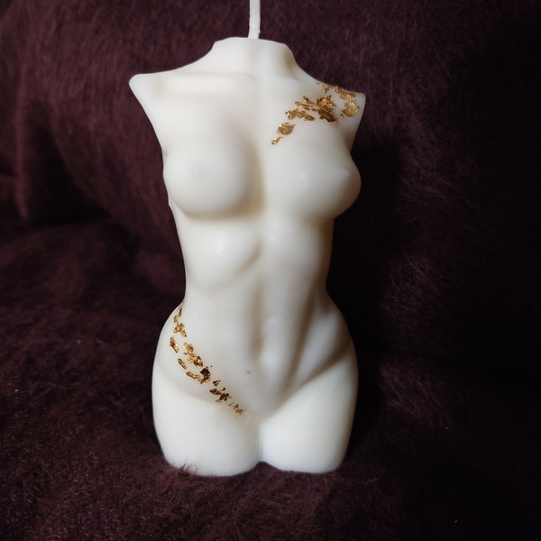 100% Φυτικό αρωματικό κερί γυναικείο σώμα 80gr 10cm - αρωματικά κεριά, φυτικό κερί, body candle - 4