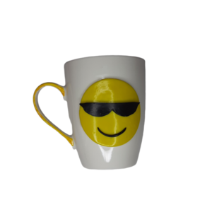 Κούπα emoji με γυαλιά ηλίου από πολυμερικό πηλό - δώρο, πηλός, πορσελάνη, κούπες & φλυτζάνια