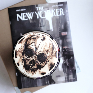 Grafity Skull - Δερμάτινη τσάντα, σκούρο καφέ, 25x11x11 - δέρμα, ξύλο, χιαστί, all day, μικρές